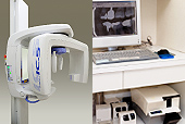 左 デジタル式歯科用パノラマＸ線診断装置　右 ディゴラ・オプティＸ（歯科用IPデジタルＸ線画像システム） 